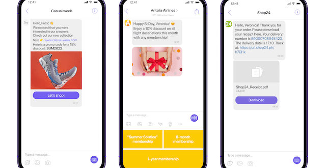 m commerce examples from viber for business 0