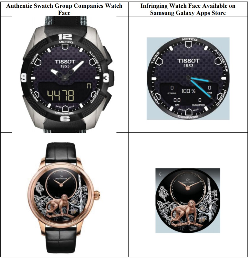 Samsung liable for infringement of the Swatch group trademarks incorporated image 2
